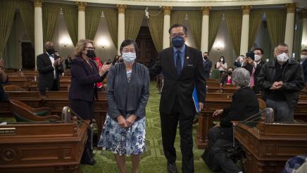 Assemblymember Mike Fong and Mother on Assembly Floor